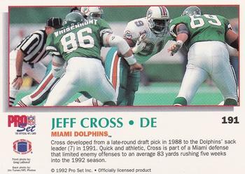 1992 Pro Set Power #191 Jeff Cross Back