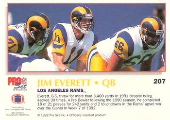 1992 Pro Set Power #207 Jim Everett Back