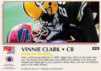1992 Pro Set Power #223 Vinnie Clark Back