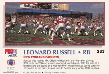 1992 Pro Set Power #233 Leonard Russell Back
