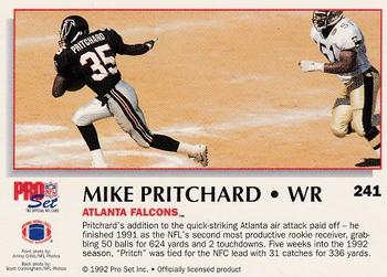 1992 Pro Set Power #241 Mike Pritchard Back