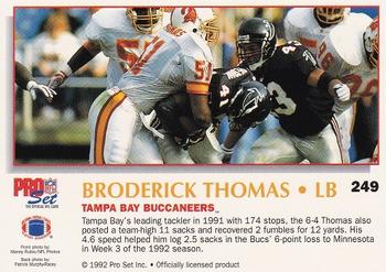 1992 Pro Set Power #249 Broderick Thomas Back