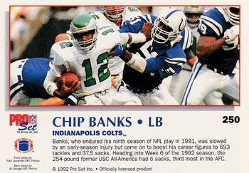 1992 Pro Set Power #250 Chip Banks Back
