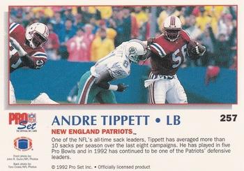 1992 Pro Set Power #257 Andre Tippett Back