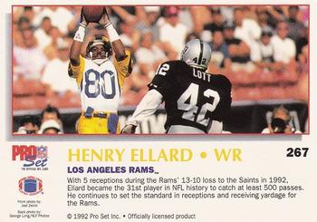 1992 Pro Set Power #267 Henry Ellard Back