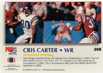 1992 Pro Set Power #268 Cris Carter Back