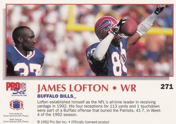 1992 Pro Set Power #271 James Lofton Back