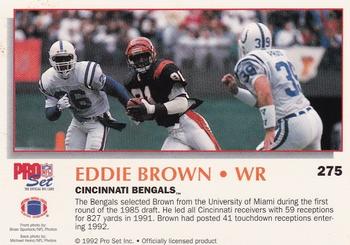1992 Pro Set Power #275 Eddie Brown Back