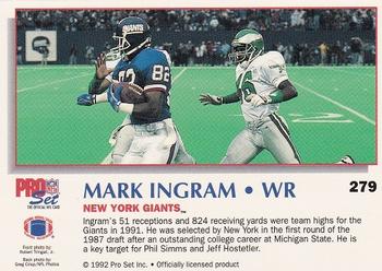 1992 Pro Set Power #279 Mark Ingram Back
