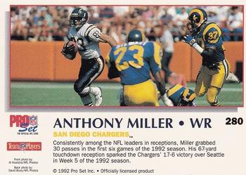 1992 Pro Set Power #280 Anthony Miller Back