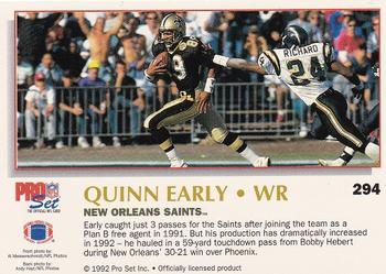 1992 Pro Set Power #294 Quinn Early Back