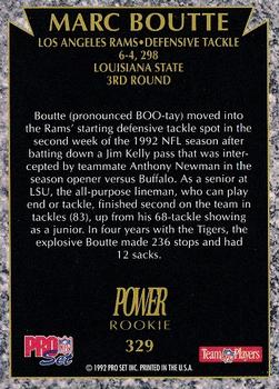 1992 Pro Set Power #329 Marc Boutte Back