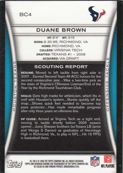 2008 Bowman Chrome #BC4 Duane Brown Back