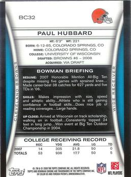 2008 Bowman Chrome #BC32 Paul Hubbard Back
