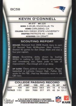 2008 Bowman Chrome #BC58 Kevin O'Connell Back
