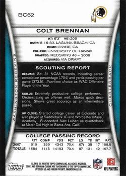 2008 Bowman Chrome #BC62 Colt Brennan Back