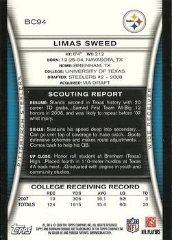 2008 Bowman Chrome #BC94 Limas Sweed Back