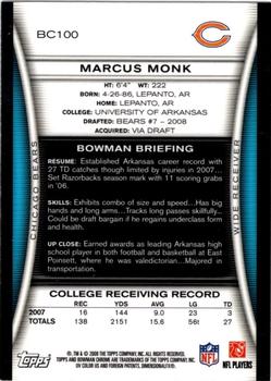 2008 Bowman Chrome #BC100 Marcus Monk Back