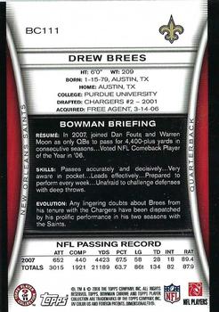 2008 Bowman Chrome #BC111 Drew Brees Back