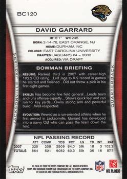 2008 Bowman Chrome #BC120 David Garrard Back