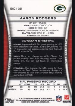 2008 Bowman Chrome #BC135 Aaron Rodgers Back