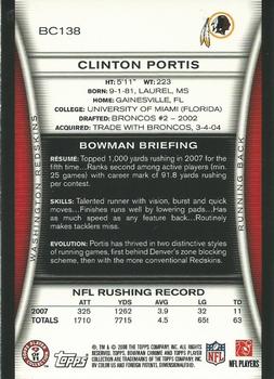 2008 Bowman Chrome #BC138 Clinton Portis Back