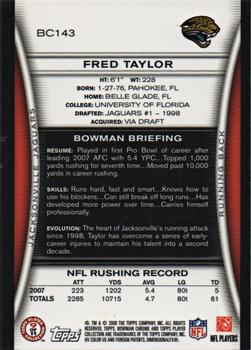 2008 Bowman Chrome #BC143 Fred Taylor Back