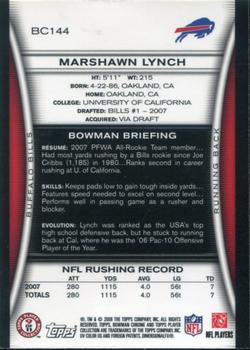 2008 Bowman Chrome #BC144 Marshawn Lynch Back