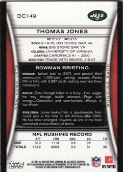 2008 Bowman Chrome #BC149 Thomas Jones Back