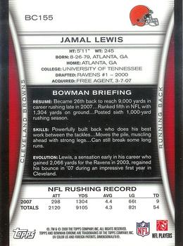 2008 Bowman Chrome #BC155 Jamal Lewis Back