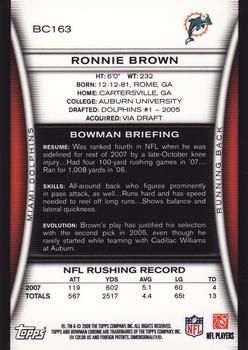 2008 Bowman Chrome #BC163 Ronnie Brown Back