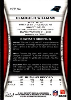 2008 Bowman Chrome #BC164 DeAngelo Williams Back