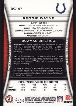 2008 Bowman Chrome #BC167 Reggie Wayne Back