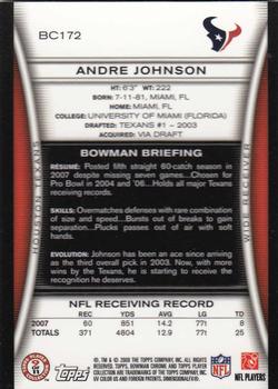 2008 Bowman Chrome #BC172 Andre Johnson Back