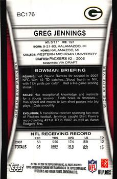 2008 Bowman Chrome #BC176 Greg Jennings Back