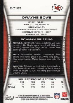 2008 Bowman Chrome #BC183 Dwayne Bowe Back