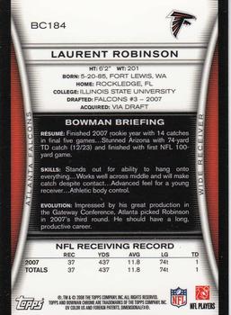 2008 Bowman Chrome #BC184 Laurent Robinson Back