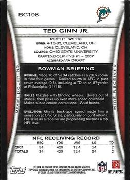 2008 Bowman Chrome #BC198 Ted Ginn Jr. Back