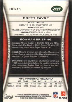 2008 Bowman Chrome #BC215 Brett Favre Back