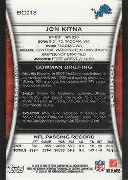 2008 Bowman Chrome #BC218 Jon Kitna Back