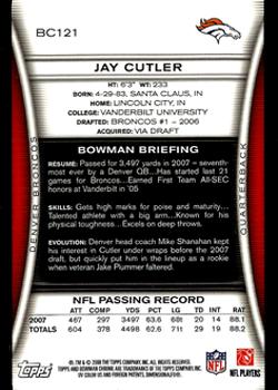 2008 Bowman Chrome #BC121 Jay Cutler Back