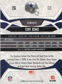 2008 Donruss Gridiron Gear #26 Tony Romo Back