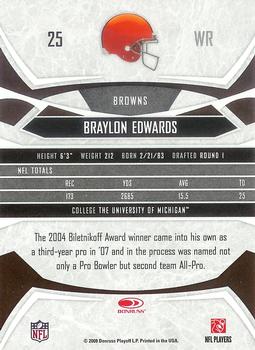 2008 Donruss Gridiron Gear #25 Braylon Edwards Back