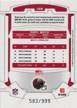 2008 Leaf Rookies & Stars #126 Cory Boyd Back