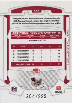 2008 Leaf Rookies & Stars #135 Dominique Rodgers-Cromartie Back