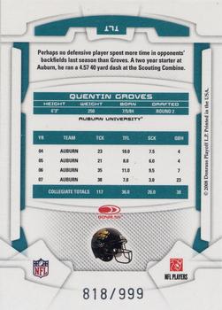 2008 Leaf Rookies & Stars #171 Quentin Groves Back