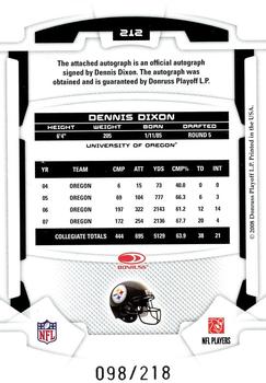 2008 Leaf Rookies & Stars #212 Dennis Dixon Back