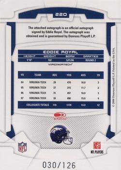 2008 Leaf Rookies & Stars #220 Eddie Royal Back