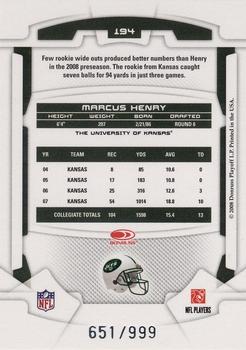 2008 Leaf Rookies & Stars Longevity #194 Marcus Henry Back