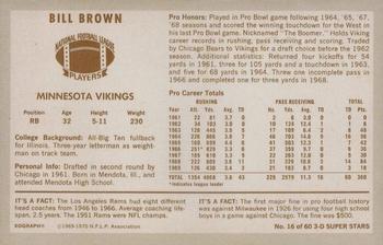 1970 Kellogg's #16 Bill Brown Back